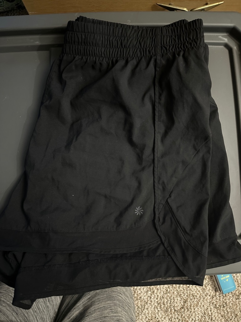 Athleta Black Athletic Short with Overlap Panel
